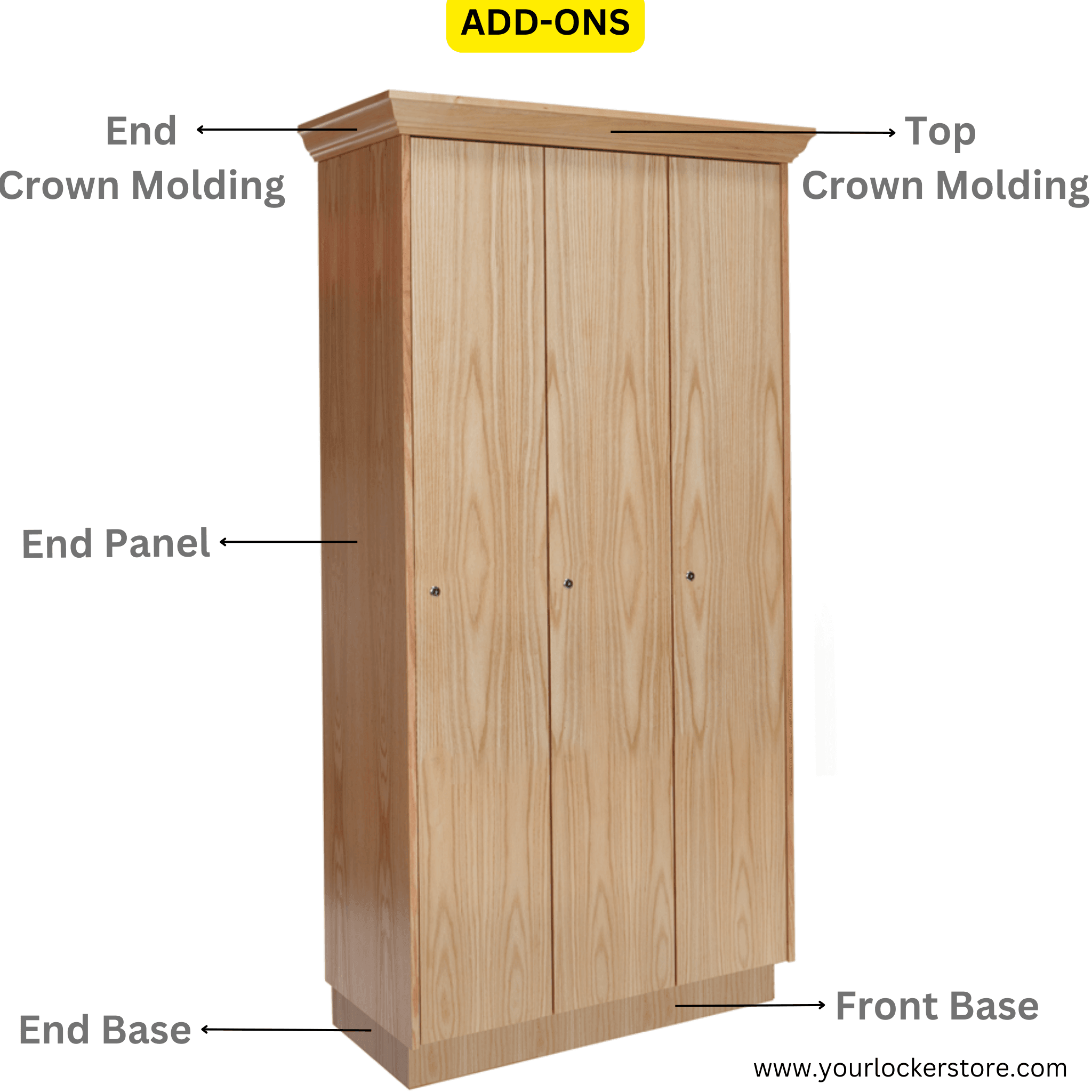 All-Wood Club Locker — 1 Tier, 3 Wide - Your Locker Store